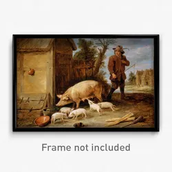 Teniers, David the younger - A Sow and her Litter