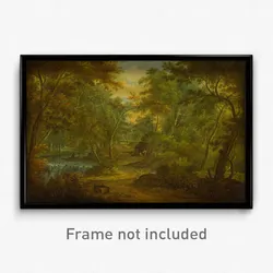 Thomas Smith of Derby - A Wooded Landscape with a Stream and a Fisherman
