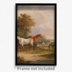 Francis Calcraft Turner - Horses Grazing- a Grey Stallion Grazing with Mares in a Meadow