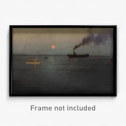 L. Birge Harrison - Rosy Moon Off Charleston Harbor