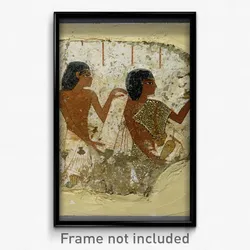 Tomb painting depicting two priests, one holding a papyrus roll and the other a vase for libations (...