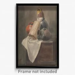 Peter DeWint - Still Life- Pots, Basket and Cloth on a Chest