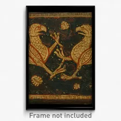 Fragment of a coffered ceiling beam with griffins, plant motifs and interlaced motifs