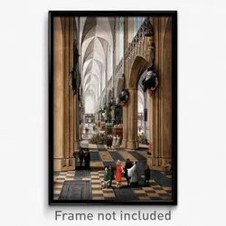 Peeter NEEFFS THE Elder - A church interior with elegant figures strolling and figures attending mass
