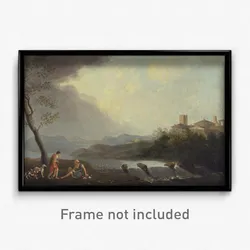 Thomas Jones - An Imaginary Italianate Landscape with Classical Figures and a Waterfall