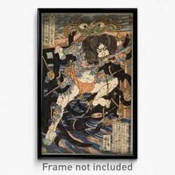 Utagawa Kuniyoshi - One Hundred and Eight Heroes from the Chinese Tale, The Water Margin- Zhang Shun, alias White Stripe...