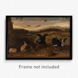 Leonard Knyff - Black Game, Rabbits, and Swallows in a Park