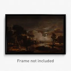 Aert van der Neer - Moonlit Landscape with a View of the New Amstel River and Castle Kostverloren
