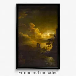 Pether, Abraham - Coast Scene by Moonlight