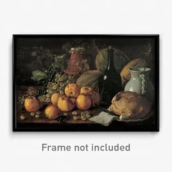 Luis Meléndez - Still Life with Apples, Grapes, Melons, Bread, Jug and Bottle