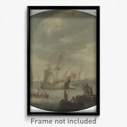 Abraham de Verwer - Armed Merchantmen off the Dutch Coast Preparing to Set Sail