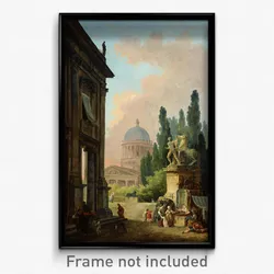 Hubert Robert - Imaginary View of Rome with the Horse-Tamer of the Monte Cavallo and a Church