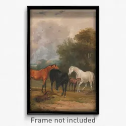 Francis Calcraft Turner - Horses Grazing- Mares and Foals in a Field
