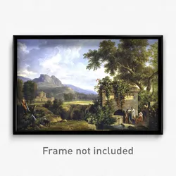 Pierre-Henri de Valenciennes - Classical Landscape with Figures Drinking by a Fountain
