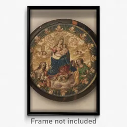 Attributed to Andrés Lagarto, Mexican - Nun's Shield showing the Virgin and Child with Saints John the Baptist and Catherine of Alexandria (?)