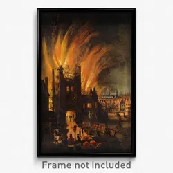 The Great Fire of London, with Ludgate and Old St. Paul's
