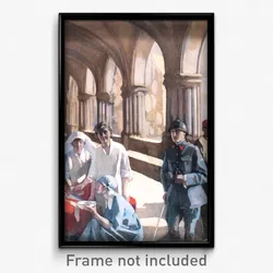 Neilson-Gray, Norah - The Scottish Women's Hospital - In The Cloister of the Abbaye at Royaumont. Dr. Frances Ivens inspec...