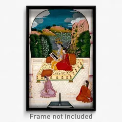 Krishna and Radha looking into a mirror.