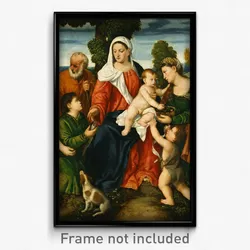 Bonifacio de' Pitati - The Holy Family with Tobias and the Angel, Saint Dorothy, Giovannino, and the Miracle of the Corn be...