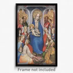 Attributed to the Master of Saint Veronica, German, active c. 1395 - c. 1425 - Enthroned Virgin and Child, with Saints Paul, Peter, Clare of Assisi, Mary Magdalene, Barbara, Cathe...
