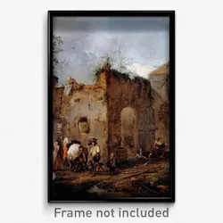 Wouwerman, Philips - Courtyard with a Farrier shoeing a Horse