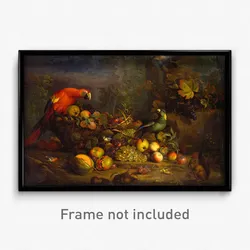 Tobias Stranover - Parrots and Fruit with Other Birds and a Squirrel