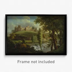 Samuel Scott - Ludlow Castle with Dinham Weir, from the South-West
