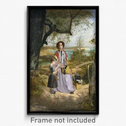 James Collinson - Mother and Child by a Stile, with Culver Cliff, Isle of Wight, in the Distance