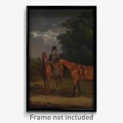 Jacques-Laurent Agasse - A Groom Mounted on a Chestnut Hunter, He Holds a Bay Hunter by the Reins