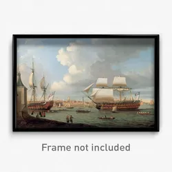 Dominic Serres - Foudroyant and Pégase entering Portsmouth Harbour, 1782