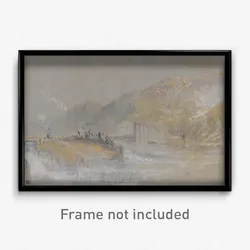 Joseph Mallord William Turner - Foul by God- River Landscape with Anglers Fishing From a Weir