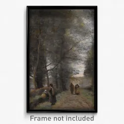 Corot, Jean-Baptiste-Camille - Ville d'Avray, Woodland Path Bordering the Pond