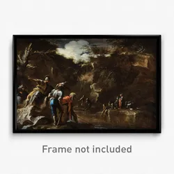 Salvator Rosa - Scene from Greek history- Thales causing the river to flow on both sides of the Lydian army