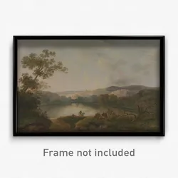 William Groombridge - A View of a Lake with Fishermen