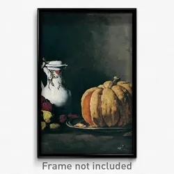 Théodule-Augustin Ribot - Still Life with Pumpkin, Plums, Cherries, Figs and Jug