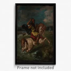 Eugène Delacroix (French - Moroccan Horseman Crossing a Ford
