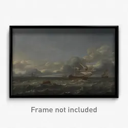 Jan Theunisz Blankerhoff - Men of War in a Stiff Breeze