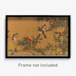 Birds, bamboo, and camelias