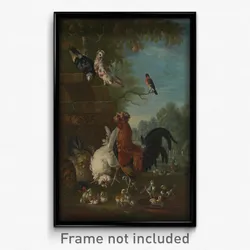 Peter Casteels - Domestic cock, hens, and chicks in a park