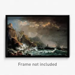 Carlo Bonavia - Shipwreck in a Rocky Inlet