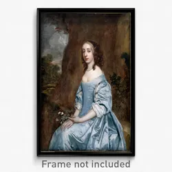 Lely, Sir Peter - Portrait of a Lady in Blue holding a Flower
