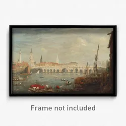 Frederick Nash - The Monument and London Bridge
