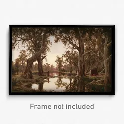 H J. Johnstone - Evening shadows, backwater of the Murray, South Australia
