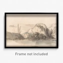 Alexander Runciman - A Temple Perched on a Rocky Outcrop Seen Across a Lake