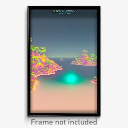 Pixel Art Poster - Virtual Atoll (8 Bit Psychedelic Trippy Video Game Print)