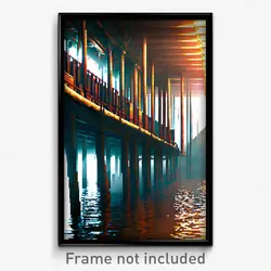Pixel Art Poster - Cavernous Wharf (8 Bit Psychedelic Trippy Video Game Print)