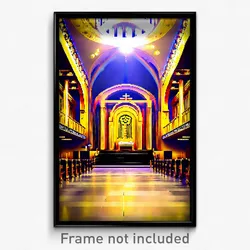 Pixel Art Poster - Golden Synagogue (8 Bit Psychedelic Trippy Video Game Print)