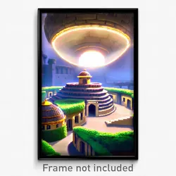 Pixel Art Poster - Round Fortress (8 Bit Psychedelic Trippy Video Game Print)
