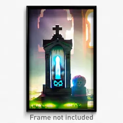 Pixel Art Poster - Vibrating Tomb (8 Bit Psychedelic Trippy Video Game Print)