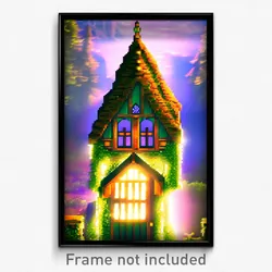 Pixel Art Poster - Enchanted Gable (8 Bit Psychedelic Trippy Video Game Print)